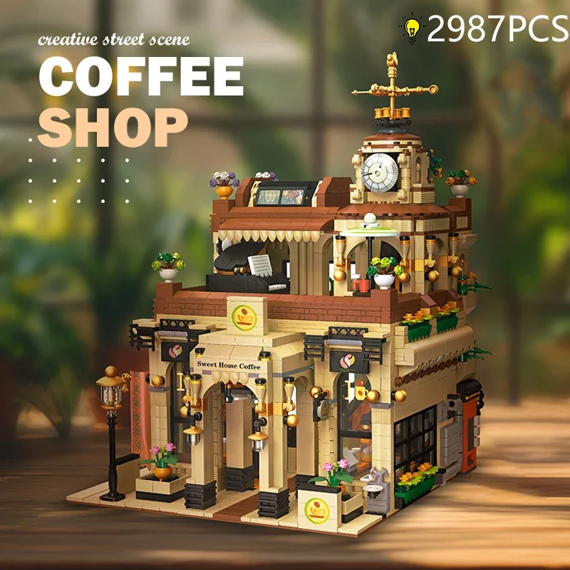 2987PCS Coffee Shop Building Blocks European Style Vintage Cafe Model Bricks Set With Light Desktop Ornaments Kids DIY Toy Gift
2987PCS Coffee Shop Building Blocks European Style Vintage Cafe Model Bricks Set With Light Desktop Ornaments Kids DIY Toy Gift