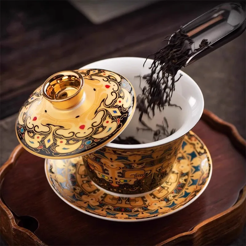 Cover bowl rotatable hover Chinese kung fu tea set household tea small with cover bowl suet jade porcelain tea cup
Cover bowl rotatable hover Chinese kung fu tea set household tea small with cover bowl suet jade porcelain tea cup