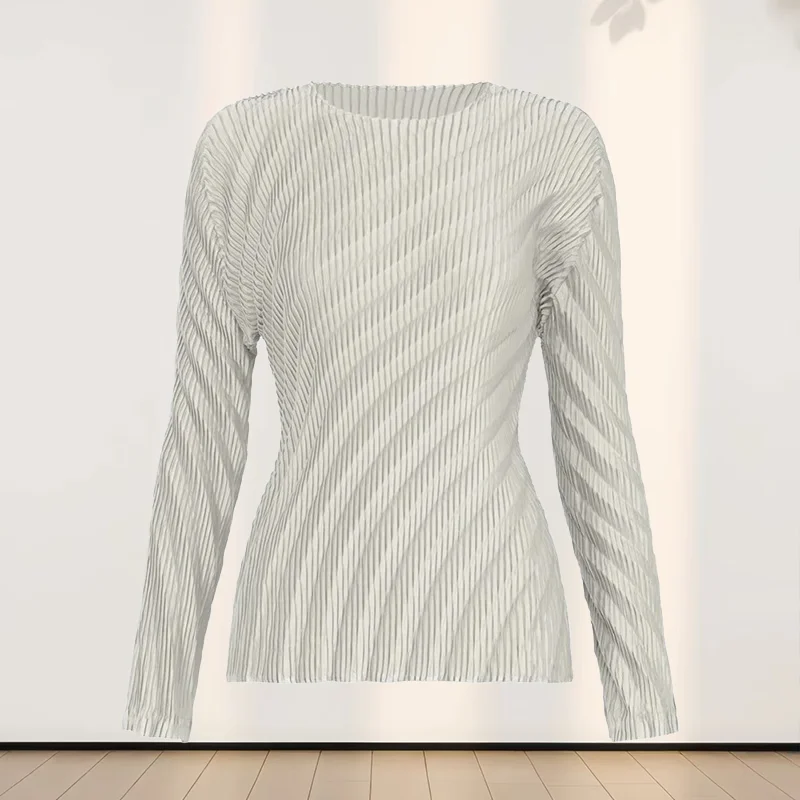 Miyake Pleated T-shirt Japanese Original 2024 New Tops Women Simple Versatile Casual Solid Color Long-sleeved Pleat T-shirt
Miyake Pleated T-shirt Japanese Original 2024 New Tops Women Simple Versatile Casual Solid Color Long-sleeved Pleat T-shirt