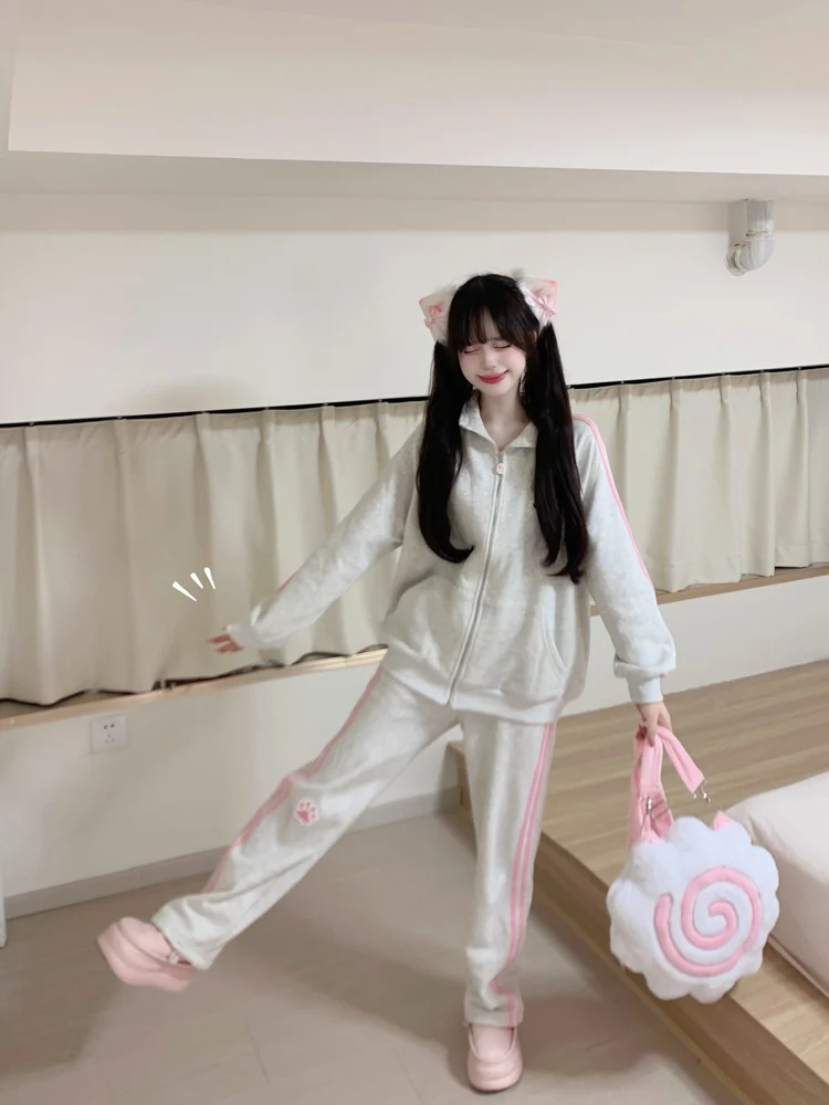 Korean Style Spring Autumn Cardigan Hoodie Jacket Lazy Style Casual Sports Set Women's College Style Outfit One Whole Set
Korean Style Spring Autumn Cardigan Hoodie Jacket Lazy Style Casual Sports Set Women's College Style Outfit One Whole Set