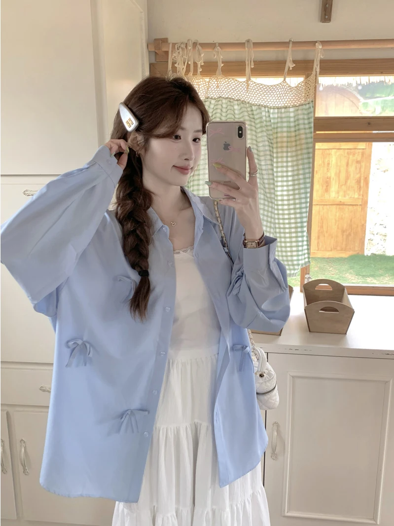 Blue 3D Knot Loose Women's irt Sun Protection Ele Sle Spring Design Versatile Top Polyester Fabric Long Sve
Blue 3D Knot Loose Women's irt Sun Protection Ele Sle Spring Design Versatile Top Polyester Fabric Long Sve