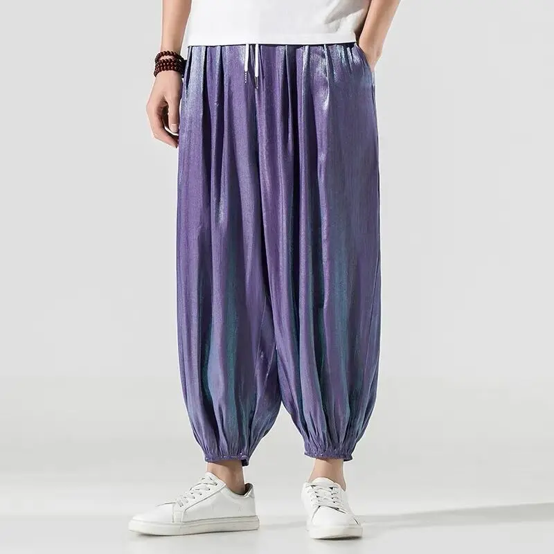 Men Bright Silk Draped Anti-Wrinkle Trousers Loose Fitness Soft Breathable Drawstring Pants Harem Bloomers Hip Hip Dance Pants
Men Bright Silk Draped Anti-Wrinkle Trousers Loose Fitness Soft Breathable Drawstring Pants Harem Bloomers Hip Hip Dance Pants
