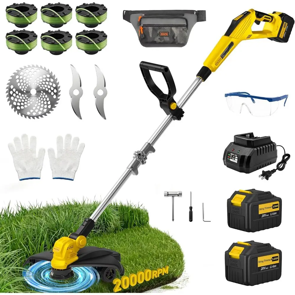 15'' Weed Wacker, Electric Weed Eater, CordlString Trimmer with 2 x 20V 5.0Ah Batteries, Auto Line eed, Lawn Mover & Edger, Brus
15'' Weed Wacker, Electric Weed Eater, CordlString Trimmer with 2 x 20V 5.0Ah Batteries, Auto Line eed, Lawn Mover & Edger, Brus