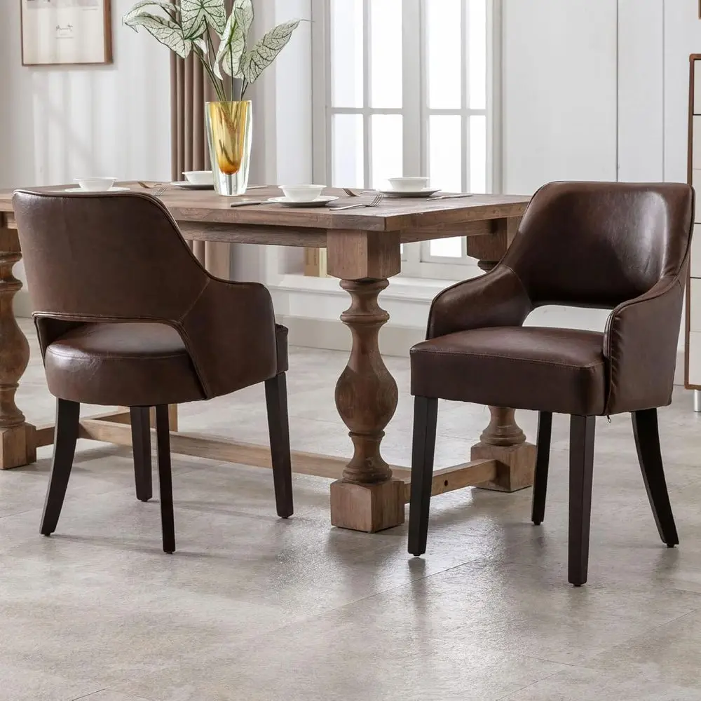 Upholstered 2-Piece Dining Chairs Set with Arms, Brown, Suitable for Kitchen, Living Room, Dining Room, and Bedroom
Upholstered 2-Piece Dining Chairs Set with Arms, Brown, Suitable for Kitchen, Living Room, Dining Room, and Bedroom