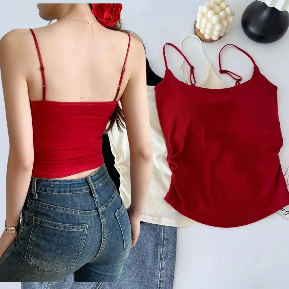 Women's Solid Color Spaghetti Straps Sleeveless Slim Camisole With Chest Pad Fashion Women Summer Top Wearing Inside And Outside
Women's Solid Color Spaghetti Straps Sleeveless Slim Camisole With Chest Pad Fashion Women Summer Top Wearing Inside And Outside