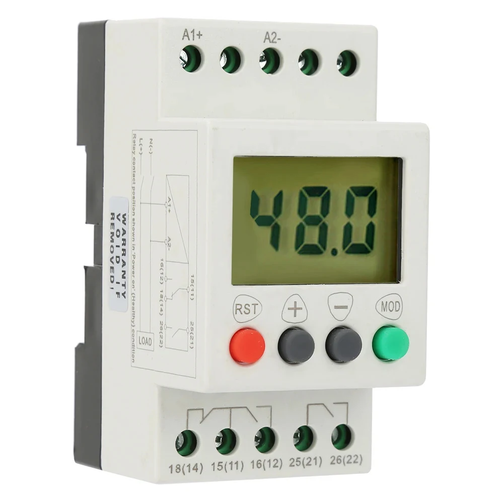 Guide Rail Installation AC and DC Voltage LCD Display SVR1000 Over and Under Voltage Protection Adjustable Range
Guide Rail Installation AC and DC Voltage LCD Display SVR1000 Over and Under Voltage Protection Adjustable Range