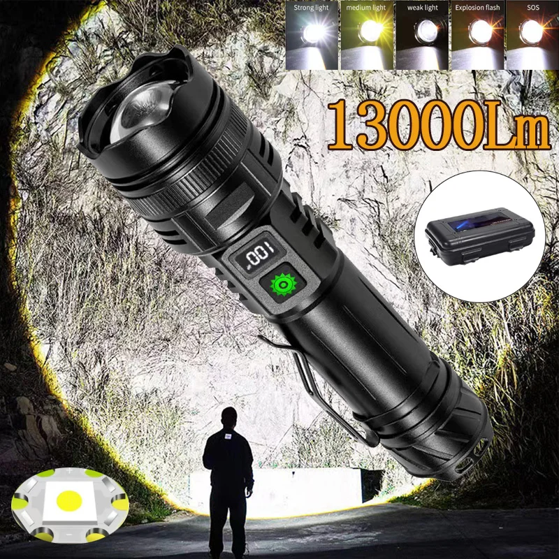 High Power Led Flashlight Type-C Rechargeable Long Range Tactical Flashlight Strong Light Outdoor Super Powerful Flashlights
High Power Led Flashlight Type-C Rechargeable Long Range Tactical Flashlight Strong Light Outdoor Super Powerful Flashlights