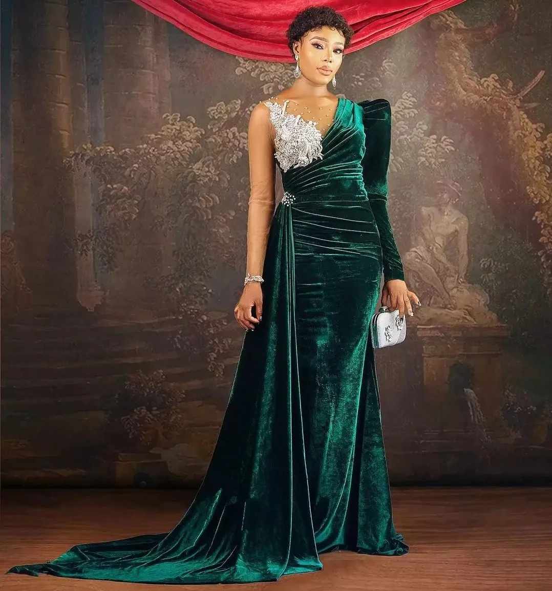 Arabci Dubai Dark Green Mermaid Prom Dresses 2025 Sheer Neck Beaded Crystals Velvet Evening Formal Gowns Robe De Soirée
Arabci Dubai Dark Green Mermaid Prom Dresses 2025 Sheer Neck Beaded Crystals Velvet Evening Formal Gowns Robe De Soirée