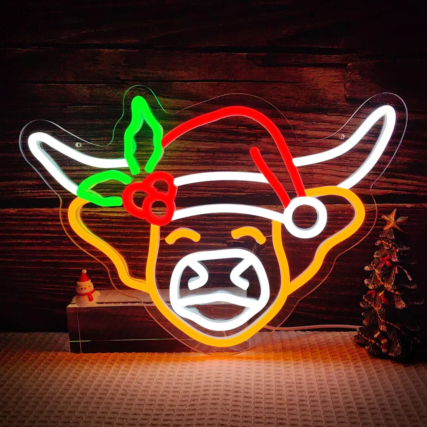Christmas Cow Neon Sign Dimmable Holly fruit Light Up Sign Wall Decor for Bedroom Bar Shop Christmas Party Decor
Christmas Cow Neon Sign Dimmable Holly fruit Light Up Sign Wall Decor for Bedroom Bar Shop Christmas Party Decor