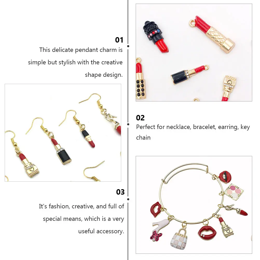 33 Pcs Lipstick Pendant Charm for Jewelry Making DIY Accessories Alloy Material Necklace Earring Craft Supplies
33 Pcs Lipstick Pendant Charm for Jewelry Making DIY Accessories Alloy Material Necklace Earring Craft Supplies