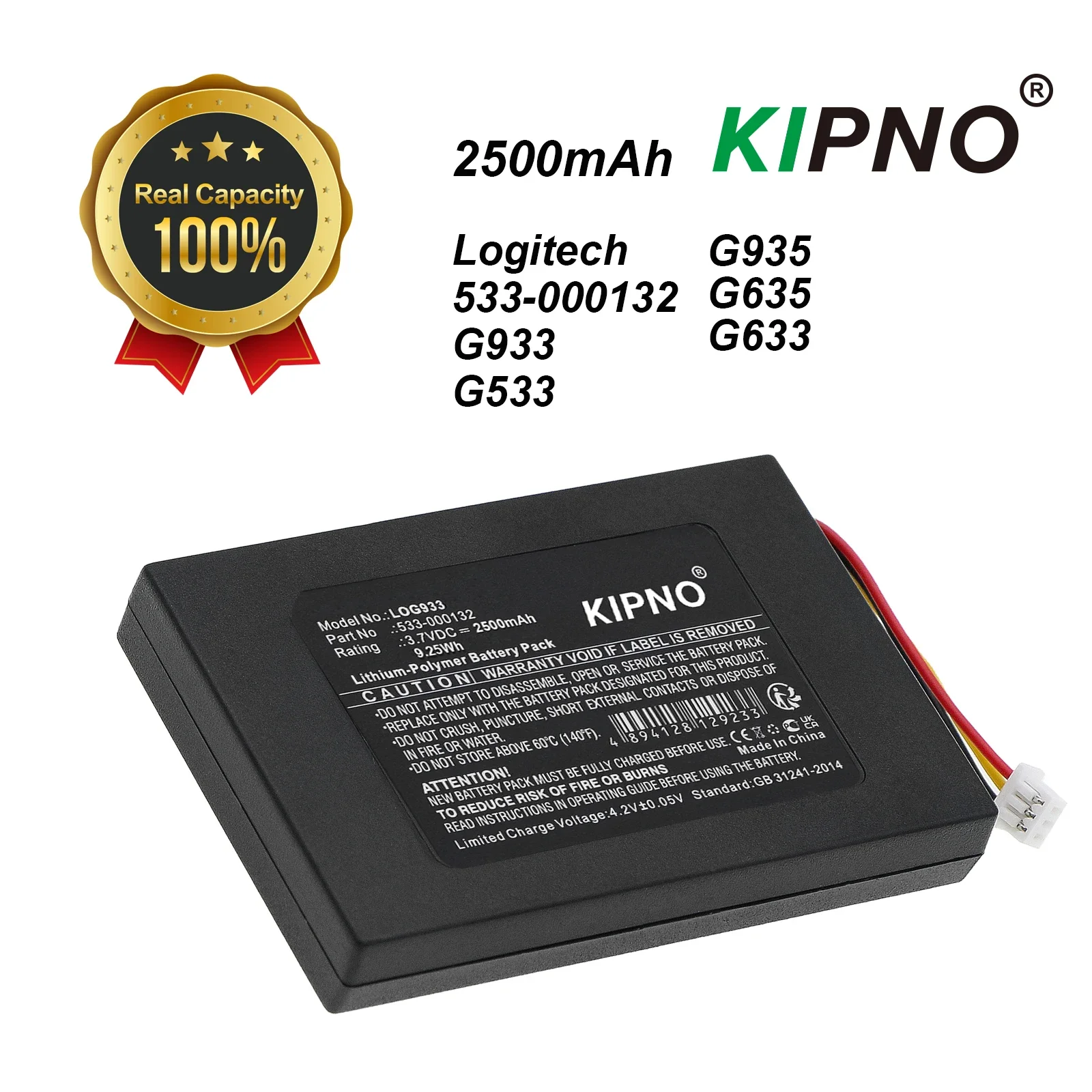 Wireless Headset Battery 2500mAh Logitech 533-000132 G933 G533 G935 G635 G633
Wireless Headset Battery 2500mAh Logitech 533-000132 G933 G533 G935 G635 G633