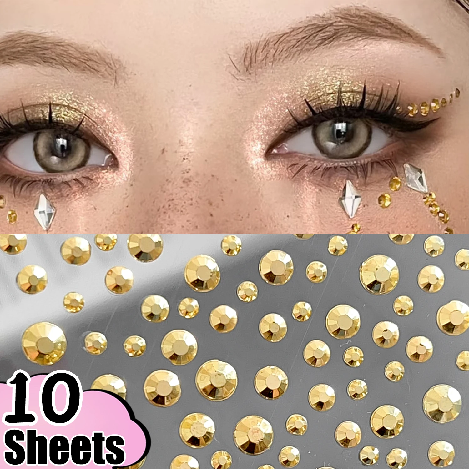 Y2K Diamond Face Jewels Golden Body Glitter Stickers for Makeup Festival Party Wedding DIY Self Adhesive Rhinestone Stickers
Y2K Diamond Face Jewels Golden Body Glitter Stickers for Makeup Festival Party Wedding DIY Self Adhesive Rhinestone Stickers