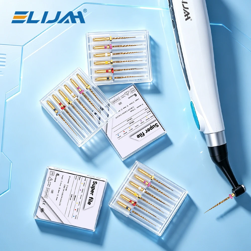 ELIJAH 30Pcs=5Boxes Dental Instrument Heat Activation Super File Gold Rotary Flexible Engine Taper Files Root Canal Dentist Tool
ELIJAH 30Pcs=5Boxes Dental Instrument Heat Activation Super File Gold Rotary Flexible Engine Taper Files Root Canal Dentist Tool