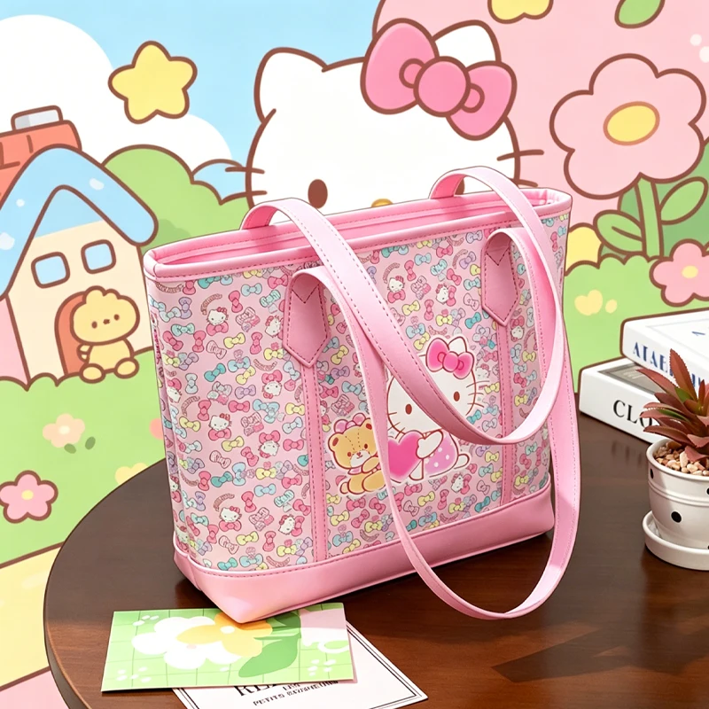 Сумка-тоут Hello Kitty для девочек, новая сумка через плечо, милая универсальная сумка большой вместимости, сумка на плечо для женщин
Сумка-тоут Hello Kitty для девочек, новая сумка через плечо, милая универсальная сумка большой вместимости, сумка на плечо для женщин