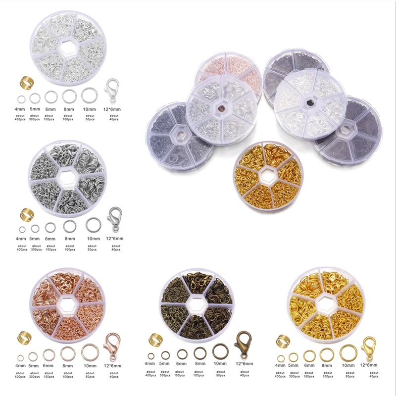 4/5/6/8/10mm Box Set Iron Single Ring with Lobster Buckle for Jewelry to Connect Decorative DIY Necklace Bracelet Accessories
4/5/6/8/10mm Box Set Iron Single Ring with Lobster Buckle for Jewelry to Connect Decorative DIY Necklace Bracelet Accessories