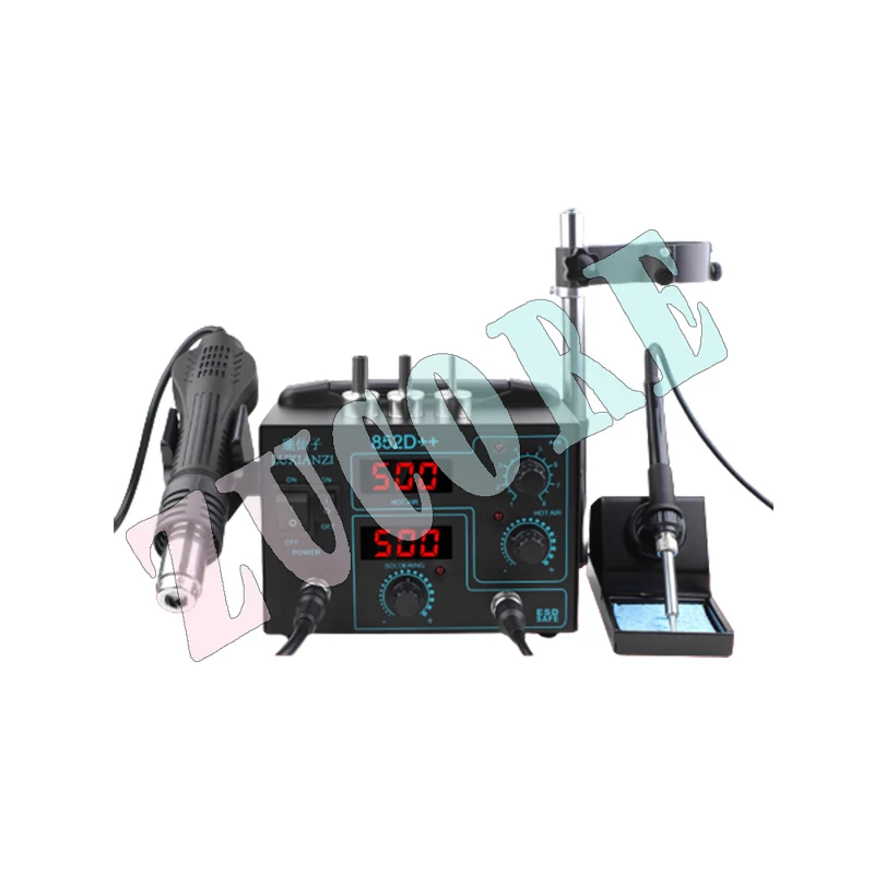 858D+/852D++ Heat Gun Desoldering Stand Soldering Iron Phone Repair Welding Station Welding Hot Air Fan Gun LED Screen
858D+/852D++ Heat Gun Desoldering Stand Soldering Iron Phone Repair Welding Station Welding Hot Air Fan Gun LED Screen