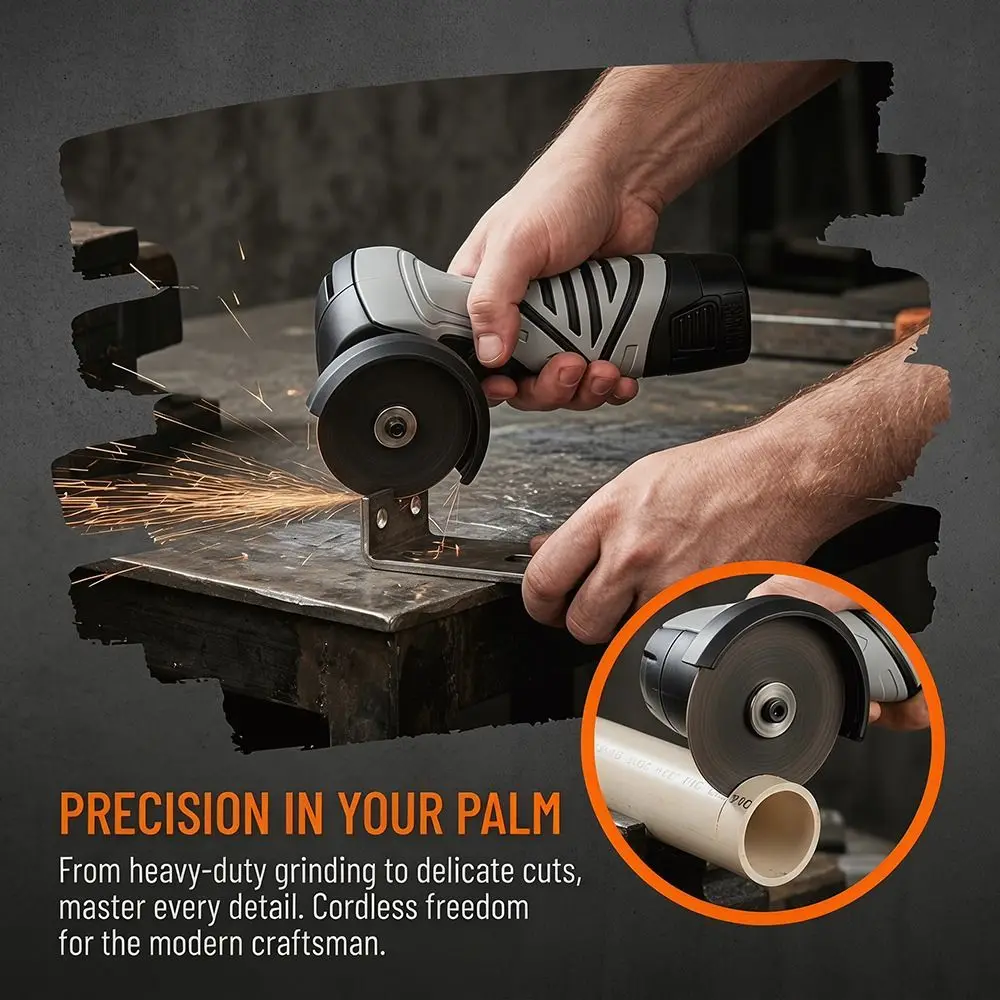 Cordless Design Electric Angle Grinder Protective Guard Compact Cordless Angle Grinder Tool Ergonomic Grip
Cordless Design Electric Angle Grinder Protective Guard Compact Cordless Angle Grinder Tool Ergonomic Grip