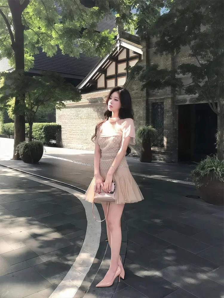 Women’s Luxury Elegant Beading Splicing Tulle Dress High Collar Short Sleeve Dress Pleated Mesh Dress Slim Elegant Party Gowns
Women’s Luxury Elegant Beading Splicing Tulle Dress High Collar Short Sleeve Dress Pleated Mesh Dress Slim Elegant Party Gowns