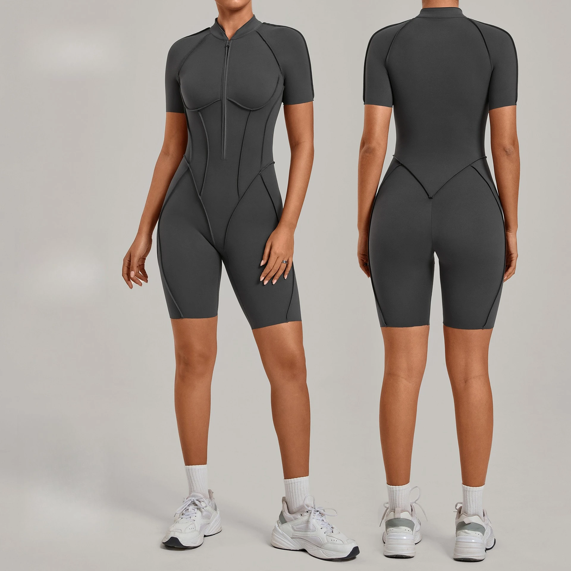 Zipper Short-sleeved Yoga Sports Fitness Jumpsuits Sets Without Chest Pad Tight Bodysuits Shorts Gym Workout Clothes for Women
Zipper Short-sleeved Yoga Sports Fitness Jumpsuits Sets Without Chest Pad Tight Bodysuits Shorts Gym Workout Clothes for Women