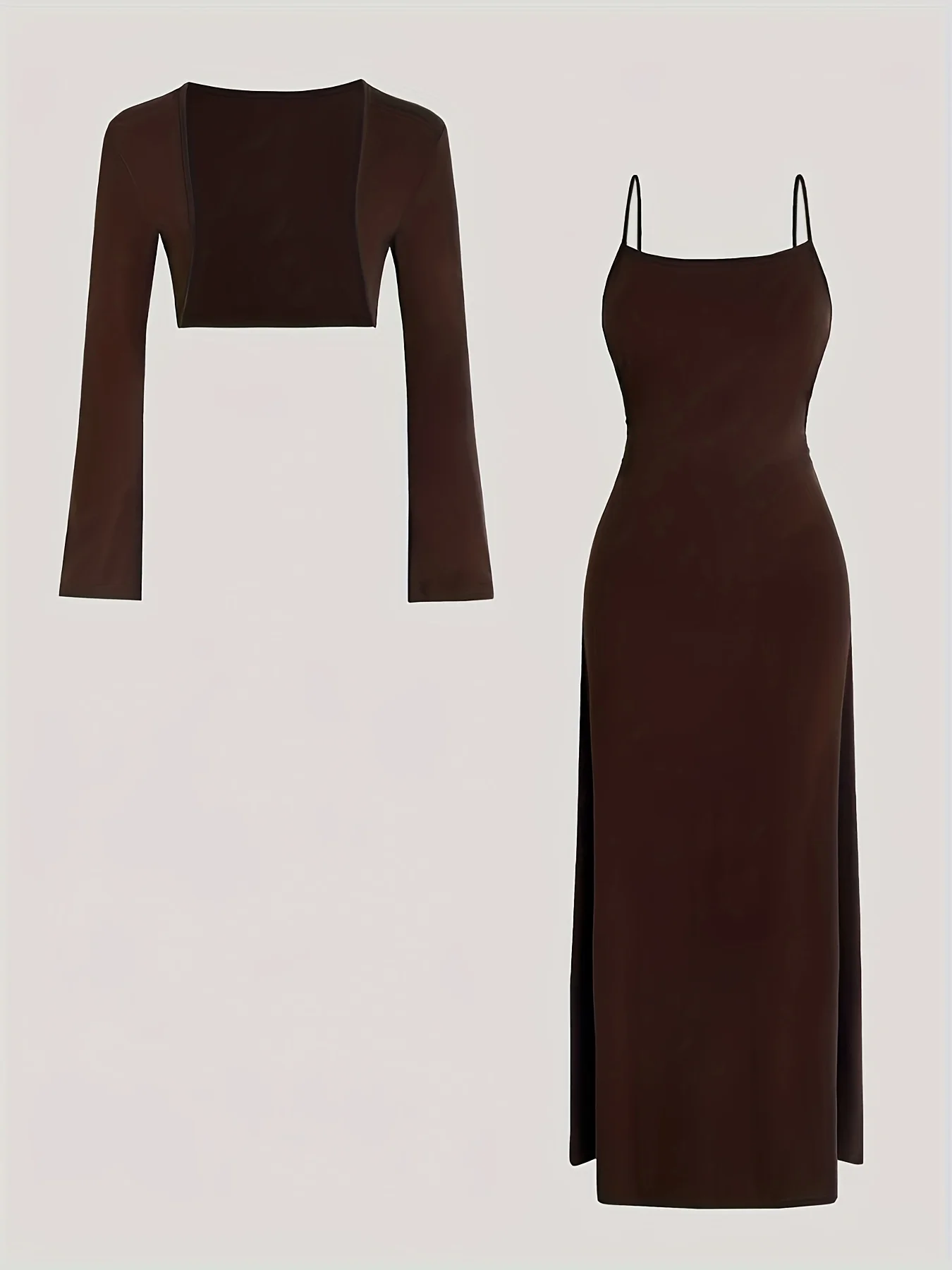 Женское однотонное эластичное платье макси с рюшами больших размеров и укороченная блузка с длинными рукавами, комплект из двух предметов
Женское однотонное эластичное платье макси с рюшами больших размеров и укороченная блузка с длинными рукавами, комплект из двух предметов