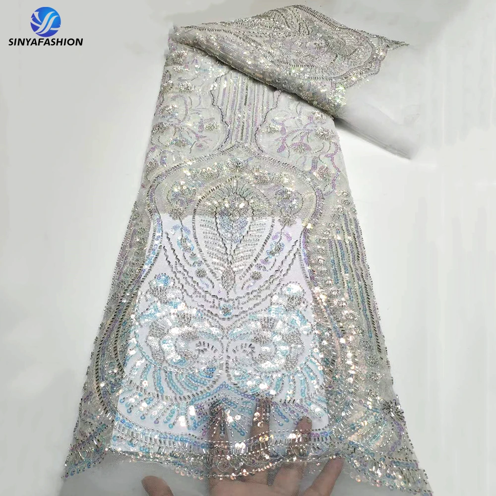 Sinya White African Luxury Beaded Lace Fabric 2023 French Embroidery Sequins Nigerian Wedding Bridal Lace Fabrics For DIY Dress
Sinya White African Luxury Beaded Lace Fabric 2023 French Embroidery Sequins Nigerian Wedding Bridal Lace Fabrics For DIY Dress