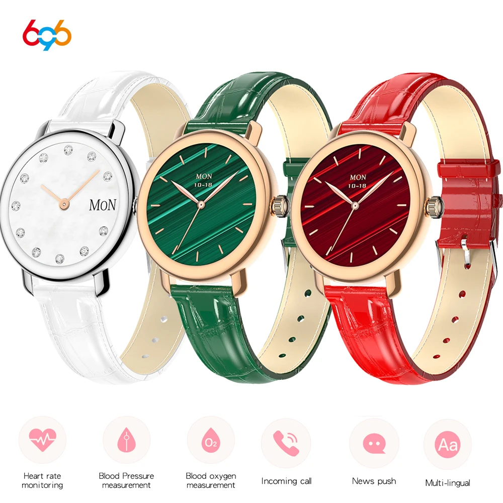 696 New Lady Smart Watch Blue Tooth Control Weather Heartrate ECG Women Period Tracker Sport Fitness Waterproof Music Smartwatch
696 New Lady Smart Watch Blue Tooth Control Weather Heartrate ECG Women Period Tracker Sport Fitness Waterproof Music Smartwatch