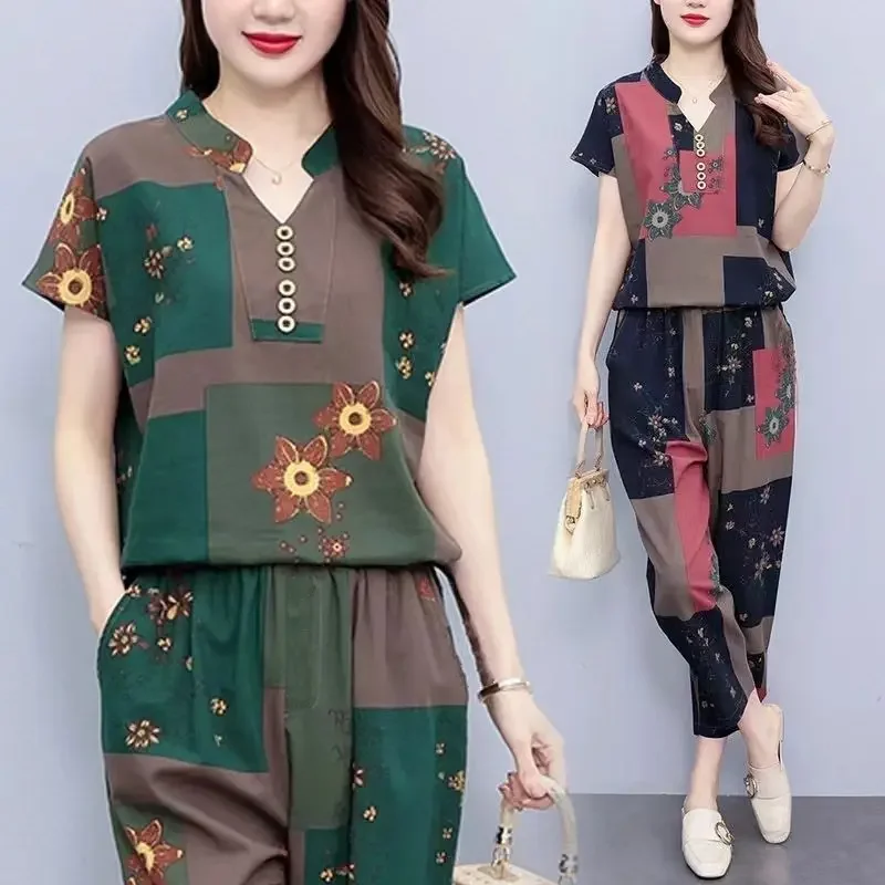 Women's Fashion Suit Printed with Loose Tops and Pants 2 Piece Sets Summer New Casual Slimming Clothing Juicy Couture Tracksuit
Women's Fashion Suit Printed with Loose Tops and Pants 2 Piece Sets Summer New Casual Slimming Clothing Juicy Couture Tracksuit