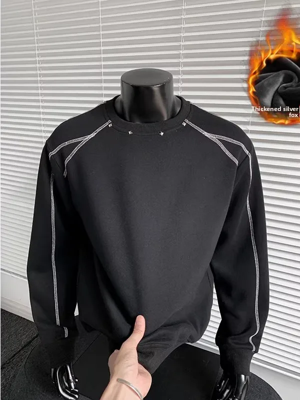 Мужское худи из плотного хлопка (420 г) с заклепками, теплый серебристый цвет, удлиненный рукав, молодежный, модный, свободный крой, осень-зима, повседневное...
Мужское худи из плотного хлопка (420 г) с заклепками, теплый серебристый цвет, удлиненный рукав, молодежный, модный, свободный крой, осень-зима, повседневное...