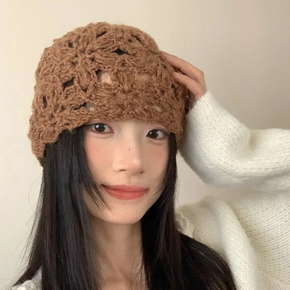 Cute Solid Color Crochet Flower Hat Hollow Handmade Knitted Pullover Hat Weave Japanese Beanies Cap Streetwear
Cute Solid Color Crochet Flower Hat Hollow Handmade Knitted Pullover Hat Weave Japanese Beanies Cap Streetwear
