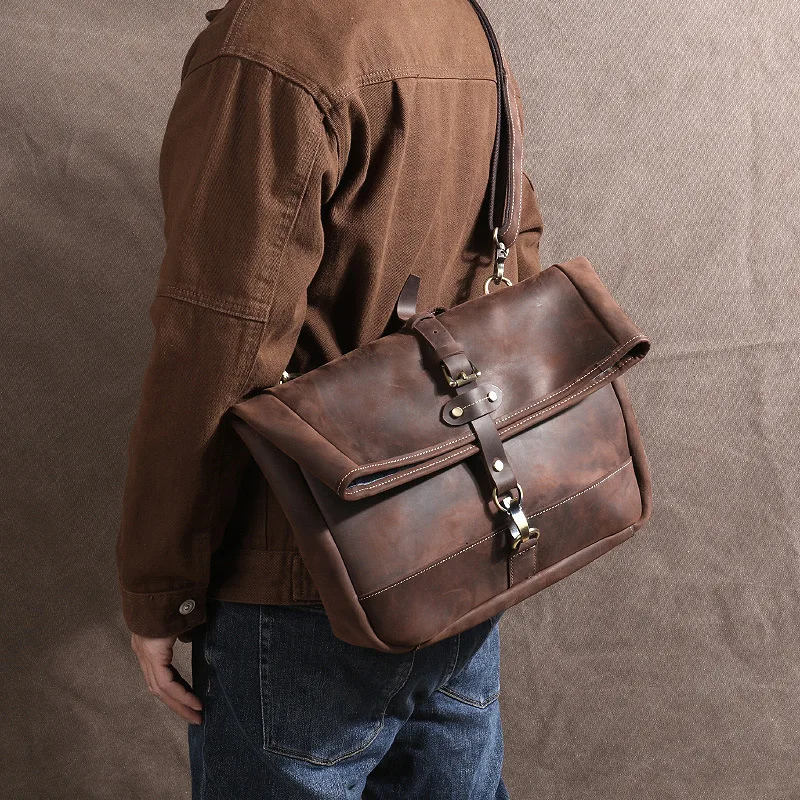 Sophisticated Vintage Crazy Horse Leather Messenger Bag, Top-Grain Cowhide Old World Shoulder & Crossbody Satchel
Sophisticated Vintage Crazy Horse Leather Messenger Bag, Top-Grain Cowhide Old World Shoulder & Crossbody Satchel