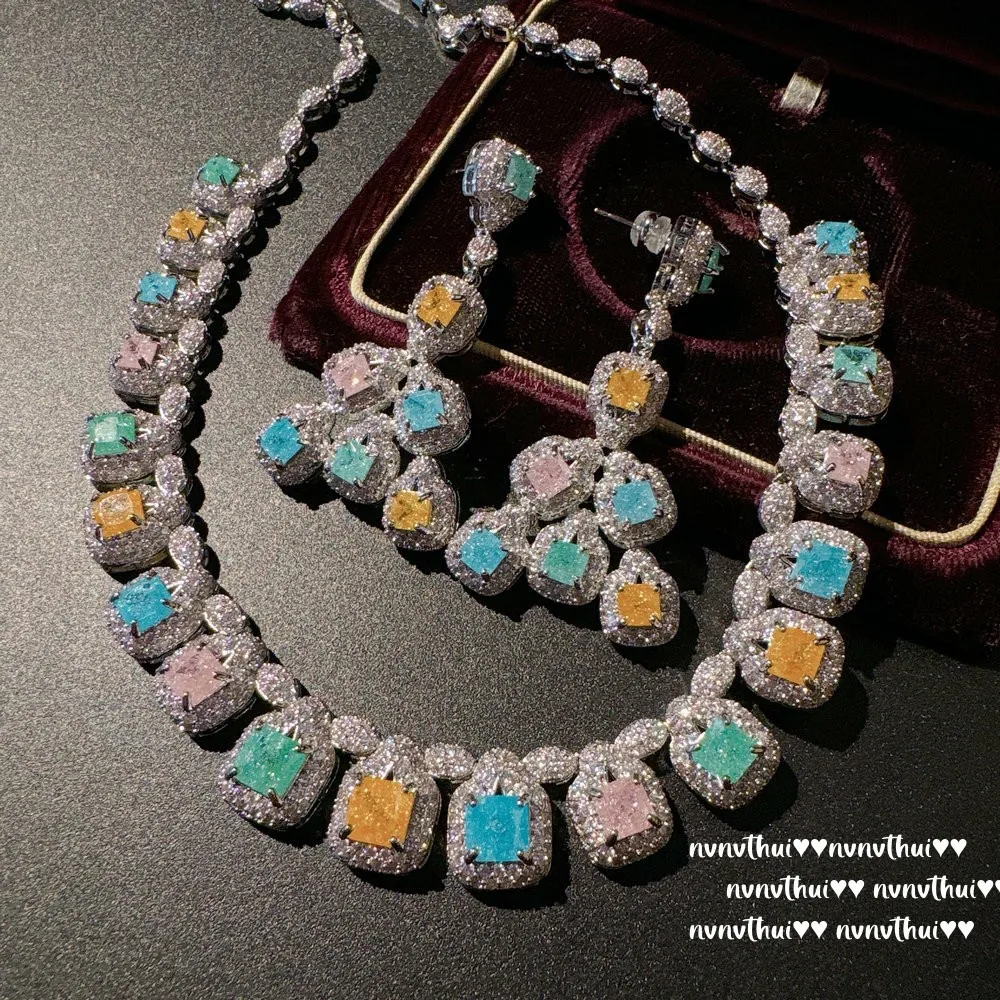 Women Rainbow Gemstone Tassel Necklace 18K Gold Plated Waterdrop Zirconia Bracelet Earrings
Women Rainbow Gemstone Tassel Necklace 18K Gold Plated Waterdrop Zirconia Bracelet Earrings