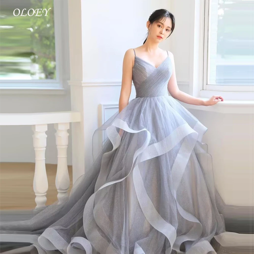 OLOEY Elegant Dusty Blue Tulle Wedding Dresses Korea Photo shoot Spaghetti Straps Ruffles Evening Gowns Formal Party Customized
OLOEY Elegant Dusty Blue Tulle Wedding Dresses Korea Photo shoot Spaghetti Straps Ruffles Evening Gowns Formal Party Customized