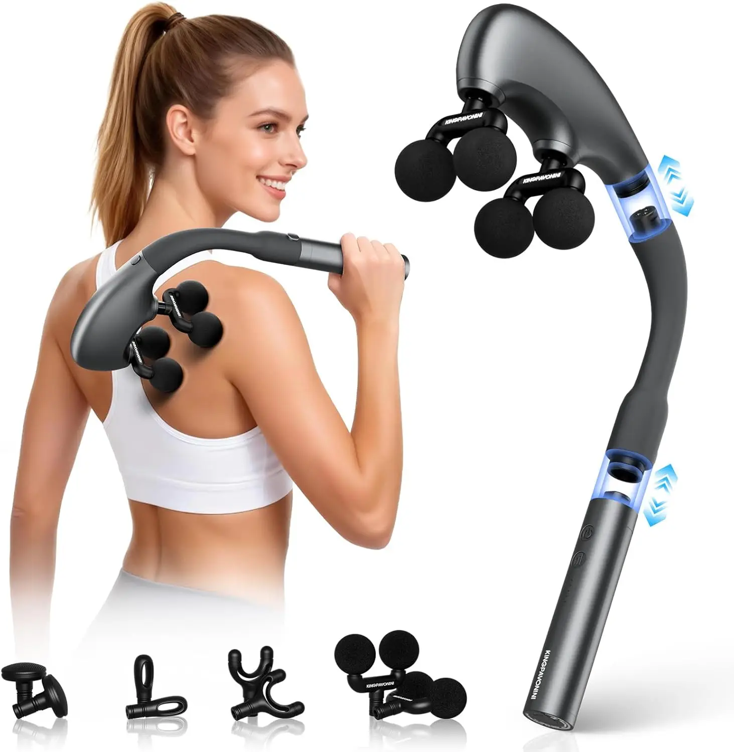 Multi-Head Massage Gun with Extension Handle, Deep Tissue Percussion Massager for Back Pain Relief, 5 Speeds 8 Heads, Handheld Muscle Massager for Athletes
Multi-Head Massage Gun with Extension Handle, Deep Tissue Percussion Massager for Back Pain Relief, 5 Speeds 8 Heads, Handheld Muscle Massager for Athletes