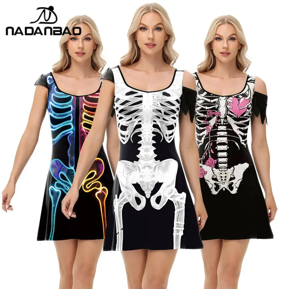 Nadanbao Halloween Skeleton Print Dress Summer Asymmetric Short Sleeves Dresses Soft Elastic Women's Dress Casual Party Clothes
Nadanbao Halloween Skeleton Print Dress Summer Asymmetric Short Sleeves Dresses Soft Elastic Women's Dress Casual Party Clothes