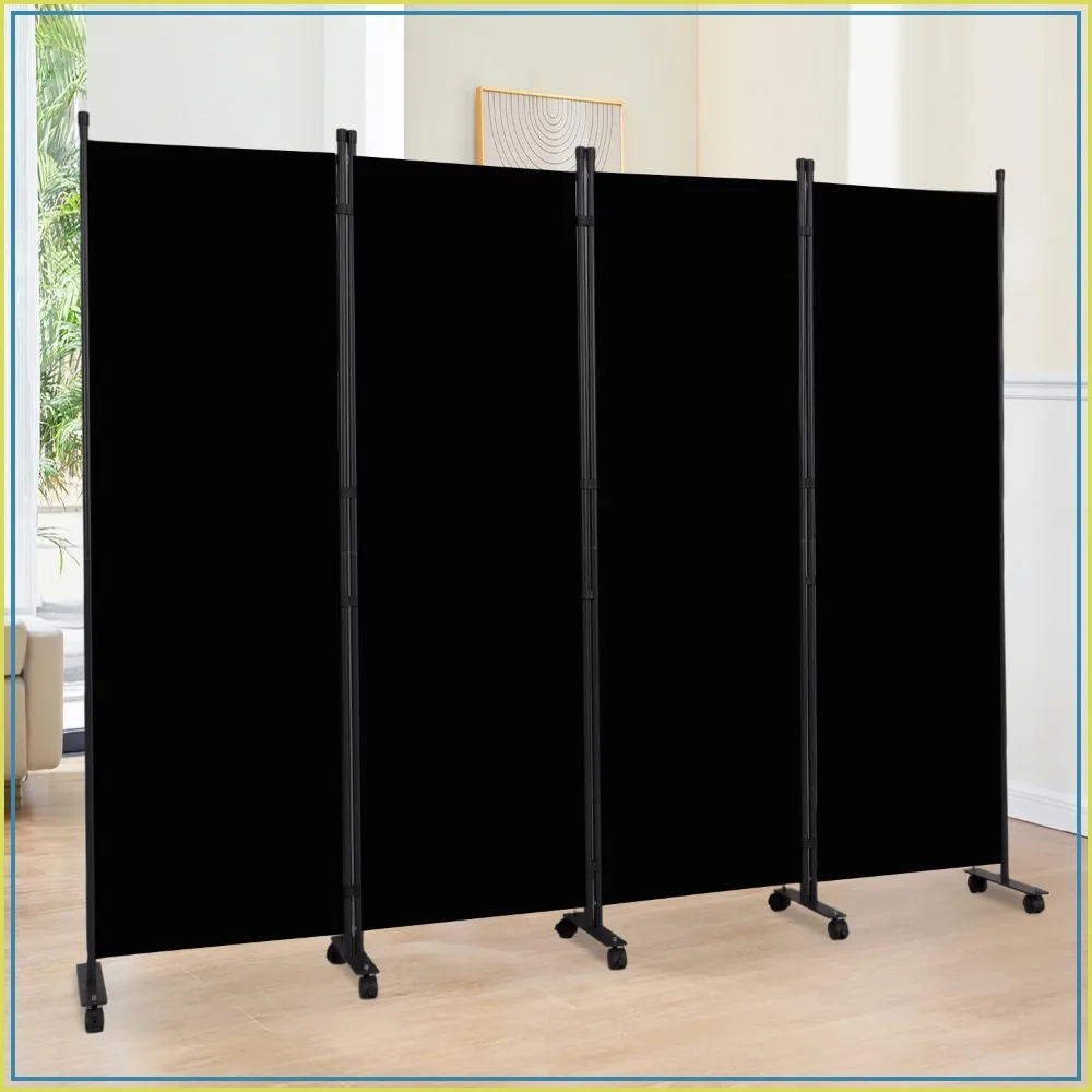 6FT Room Divider with Lockable Wheels, Heavy Duty Base, 4 Panel Folding Privacy Screen, Portable Fabric Wall, Black 88"x70"
6FT Room Divider with Lockable Wheels, Heavy Duty Base, 4 Panel Folding Privacy Screen, Portable Fabric Wall, Black 88"x70"