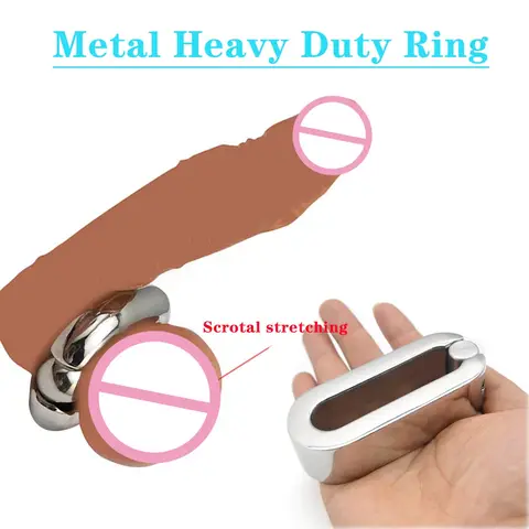 420g Metal Male Penis Rings Scrotum Pendant Pressed Post Ball Super Heavy Stretcher Exercise Weighted Erotic Sex Toys for Man 18