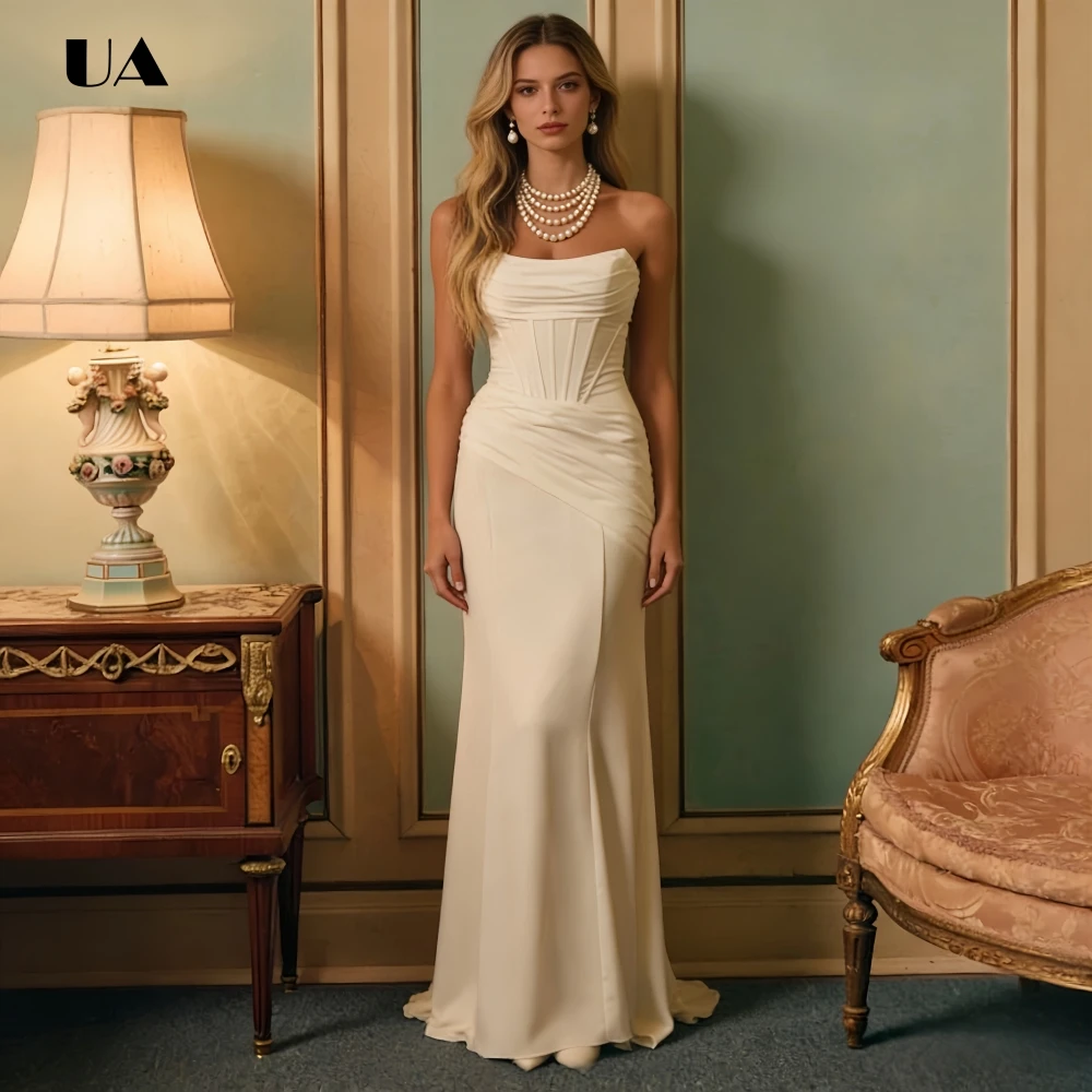 ULBYANRY Elegant Satin Mermaid Strapless Bustier Party Dress Customized Sleeveless Lace-up Evening Dress, Simple Solid Prom Gown
ULBYANRY Elegant Satin Mermaid Strapless Bustier Party Dress Customized Sleeveless Lace-up Evening Dress, Simple Solid Prom Gown