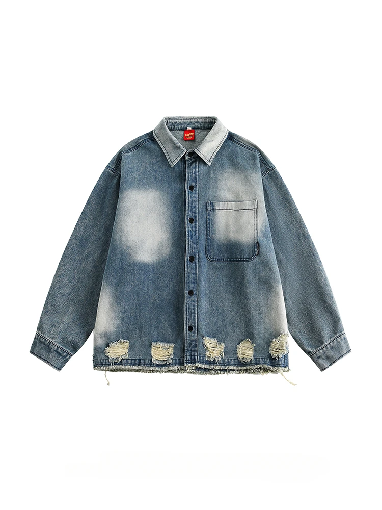 Trendy Retro Washed Distressed Denim Jackets Men and Women American Ripped Hole High Street Loose Casual Versatile Hip Hop Coats
Trendy Retro Washed Distressed Denim Jackets Men and Women American Ripped Hole High Street Loose Casual Versatile Hip Hop Coats