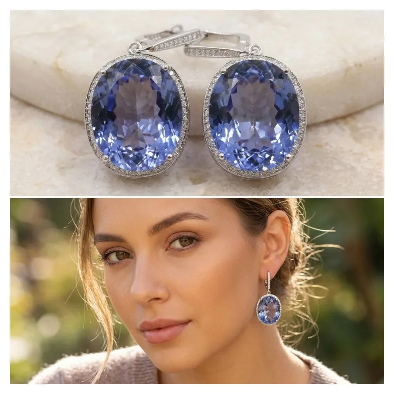 40x21mm Highly Recommend Big Gemstone Fire Rainbow Mystic Violet Topaz Cz Females Silver Dangle Earrings Prevent Allergy
40x21mm Highly Recommend Big Gemstone Fire Rainbow Mystic Violet Topaz Cz Females Silver Dangle Earrings Prevent Allergy