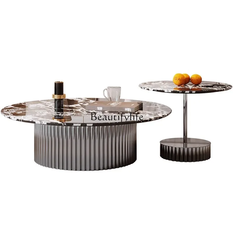 Marble luxury stone round Italian light luxury coffee table living room modern simple size combination
Marble luxury stone round Italian light luxury coffee table living room modern simple size combination