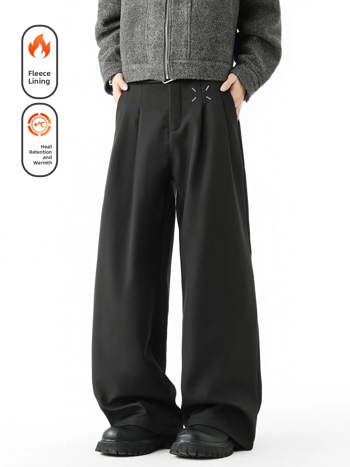 Autumn Winter Men's Loose Fit Embroidered Fce Lined Drapey West Pants Trendy Brand Versatile Warm Long Trousers
Autumn Winter Men's Loose Fit Embroidered Fce Lined Drapey West Pants Trendy Brand Versatile Warm Long Trousers