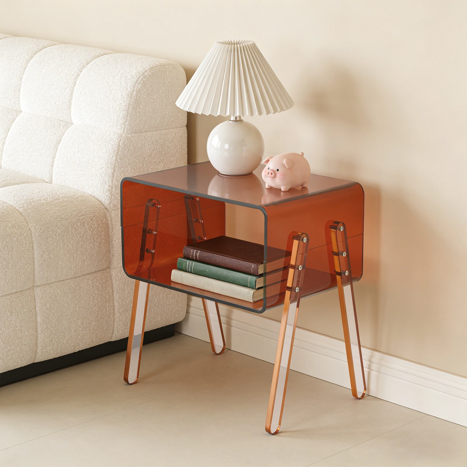Brown Acrylic Modern Minimalist Side Table 2-Tier - 15kg/33Lbs Load Capacity, 403043.2cm Freestanding, Open Storage End Table
Brown Acrylic Modern Minimalist Side Table 2-Tier - 15kg/33Lbs Load Capacity, 403043.2cm Freestanding, Open Storage End Table