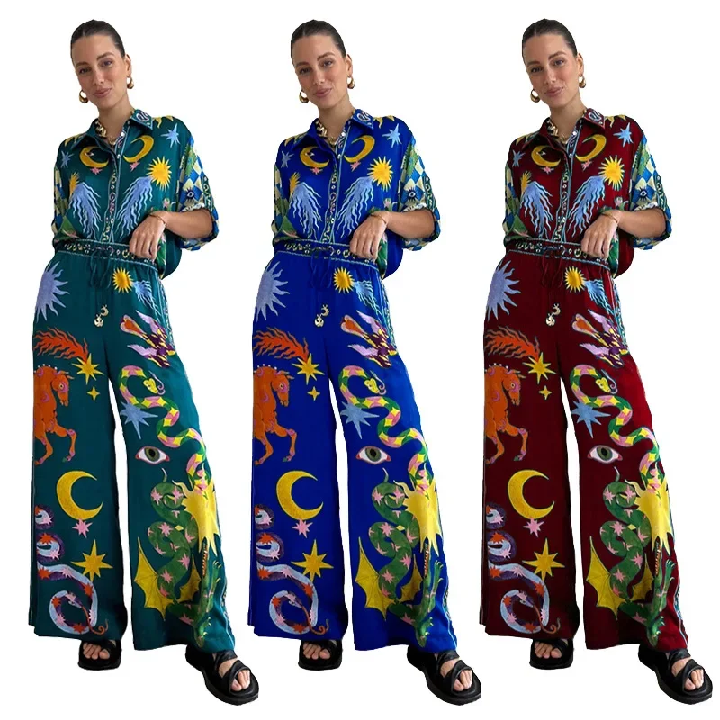 2025 Summer New Europe America Fashion Printed Casual Two-piece Set Vacation Travel Two Piece Sets Womens Outifits Holiday Suits
2025 Summer New Europe America Fashion Printed Casual Two-piece Set Vacation Travel Two Piece Sets Womens Outifits Holiday Suits