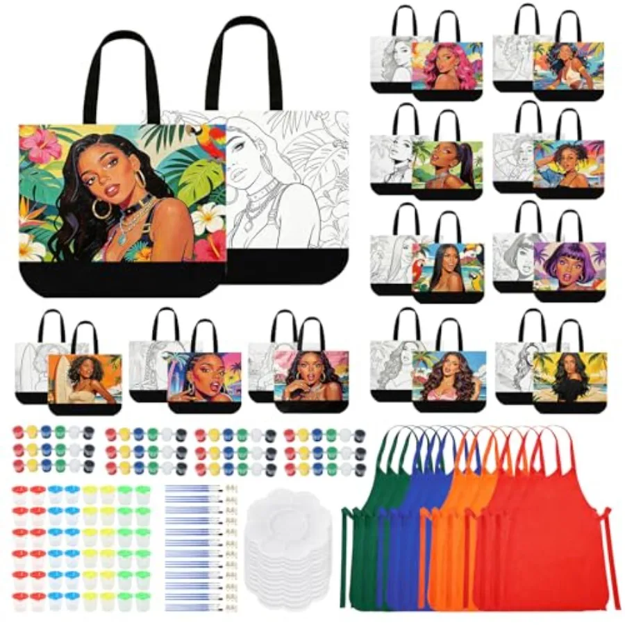 12 Set Pre Drawn Canvas Bags Set Paint and Sip Kit for Adults Painting DIY Tote Bags Making Kit with Paintbrushes, Paints, Apro
12 Set Pre Drawn Canvas Bags Set Paint and Sip Kit for Adults Painting DIY Tote Bags Making Kit with Paintbrushes, Paints, Apro