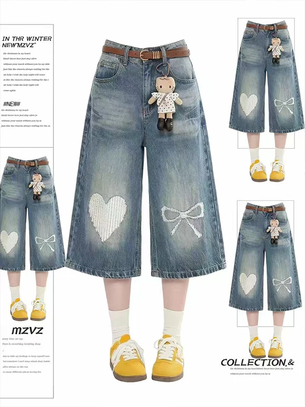 Retro American High Street Knot Print Denim Wide Leg Pants Women Summer High Waist Loose Straight Cut Trousers
Retro American High Street Knot Print Denim Wide Leg Pants Women Summer High Waist Loose Straight Cut Trousers