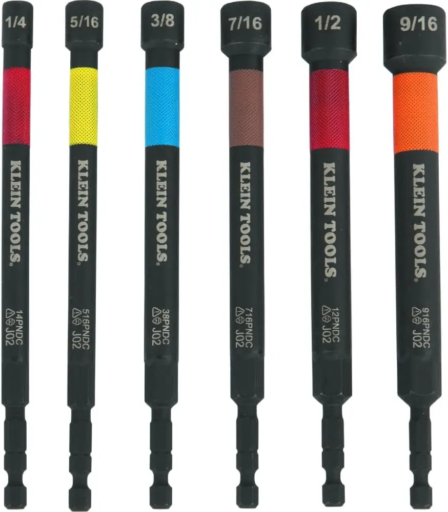 SAE Magnetic Impact Nut Setter Set, 6-Piece Color Coded Power Nut Driver with Extended Reach, 1/4 to 9/16 Inch Sizes
SAE Magnetic Impact Nut Setter Set, 6-Piece Color Coded Power Nut Driver with Extended Reach, 1/4 to 9/16 Inch Sizes