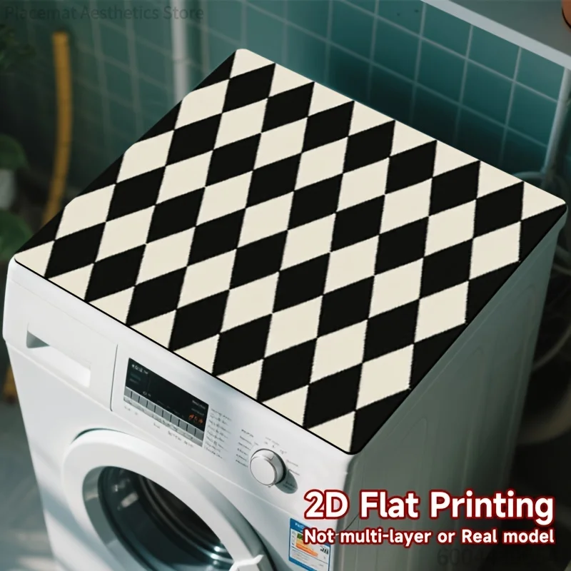 Washing Machine Cover Mat with Black & White Harlequin Checkered Pattern - 2D Flat Printing, Fit for Front-Load Washers, Durabl
Washing Machine Cover Mat with Black & White Harlequin Checkered Pattern - 2D Flat Printing, Fit for Front-Load Washers, Durabl