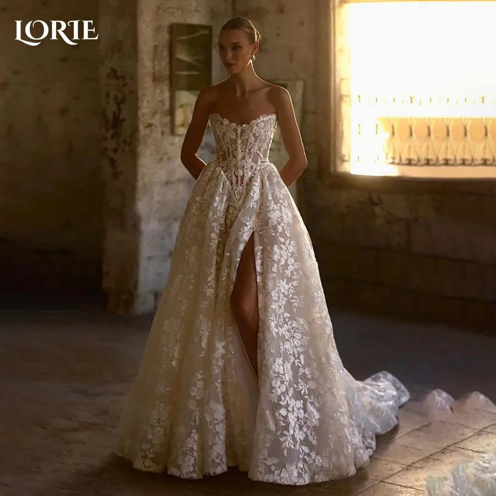 LORIE Lace Vintage Wedding Dresses Applique Hi-Lo Puff Strapless Bobycon Backless Mermaid Bridal Gown Customized Party Dresses
LORIE Lace Vintage Wedding Dresses Applique Hi-Lo Puff Strapless Bobycon Backless Mermaid Bridal Gown Customized Party Dresses
