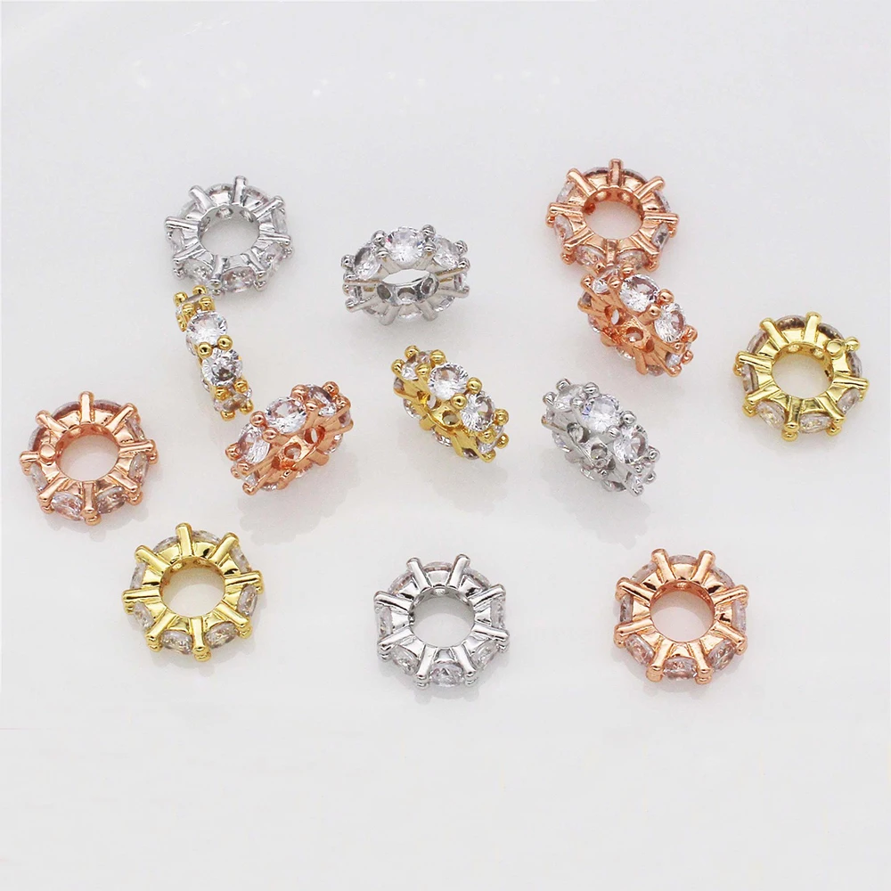 5pcs Rhinestone Beads Spacer Rondelle Zircon Loose Rose Gold Silver Color Plated Snowflake Diy Necklace Bracelet Charms Findings
5pcs Rhinestone Beads Spacer Rondelle Zircon Loose Rose Gold Silver Color Plated Snowflake Diy Necklace Bracelet Charms Findings