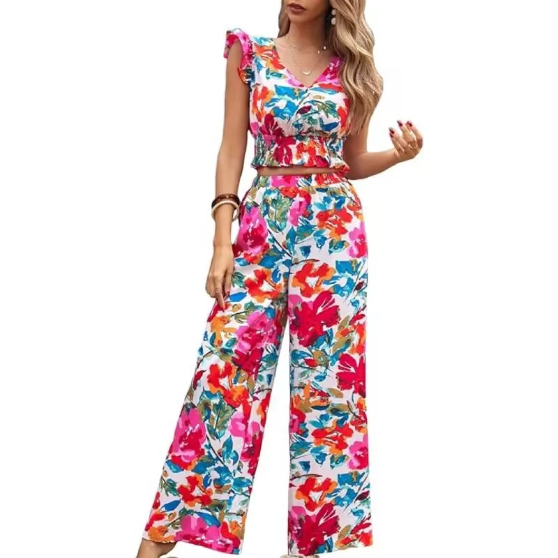 Women's Fashion 2025 Spring and Summer Latest V-Neck Top with Foldable Sleeves Wide Leg Pants Fashionable Casual New Clothing
Women's Fashion 2025 Spring and Summer Latest V-Neck Top with Foldable Sleeves Wide Leg Pants Fashionable Casual New Clothing